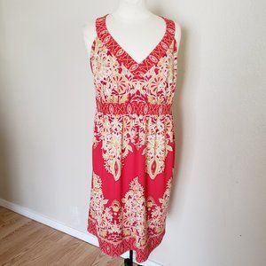 INC Women's Red and Gold Embellished Summer Midi Dress Size 1X